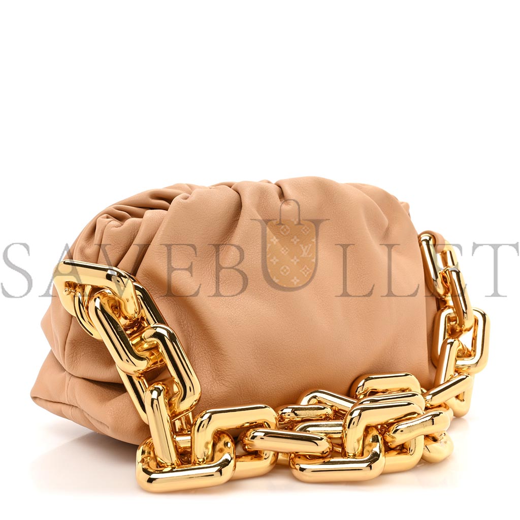 BOTTEGA VENETA CALFSKIN TEEN CHAIN POUCH ALMOND (25*13*10cm)