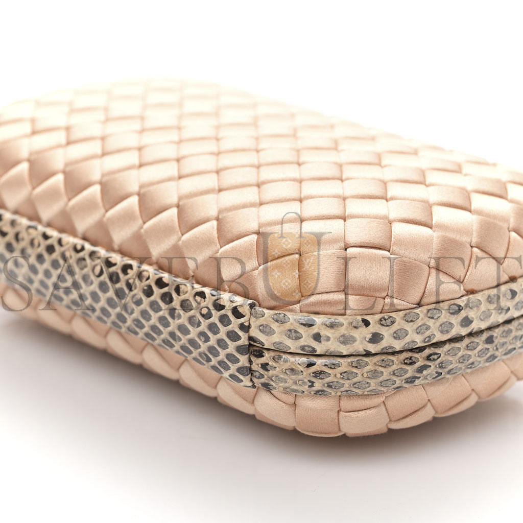 BOTTEGA VENETA SATIN INTRECCIO IMPERO AYERS KNOT CLUTCH FLAMINGO (19*13*5cm)