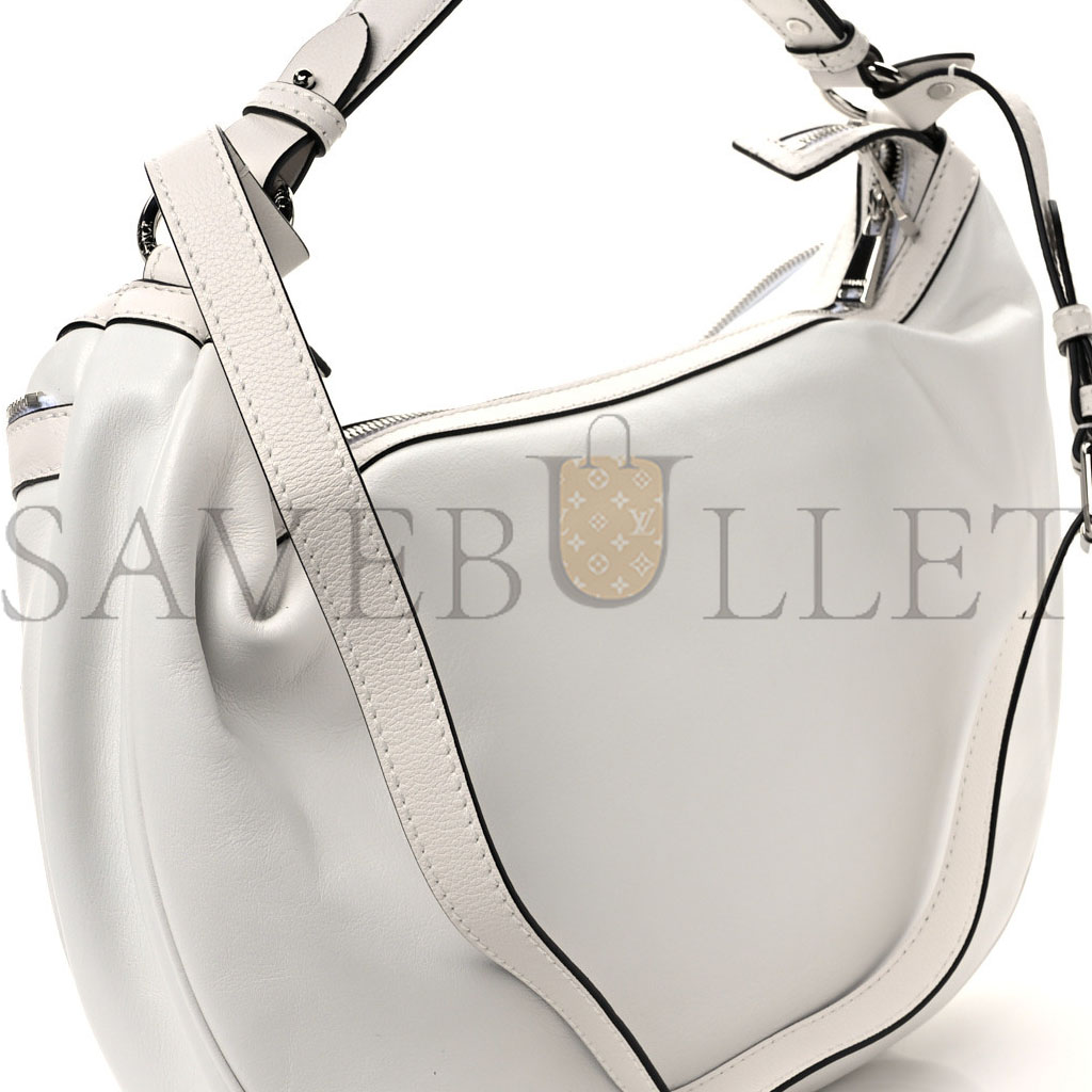 VERSACE CALFSKIN MEDIUM REPEAT ZIP HOBO OPTICAL WHITE  (30*22*9cm)