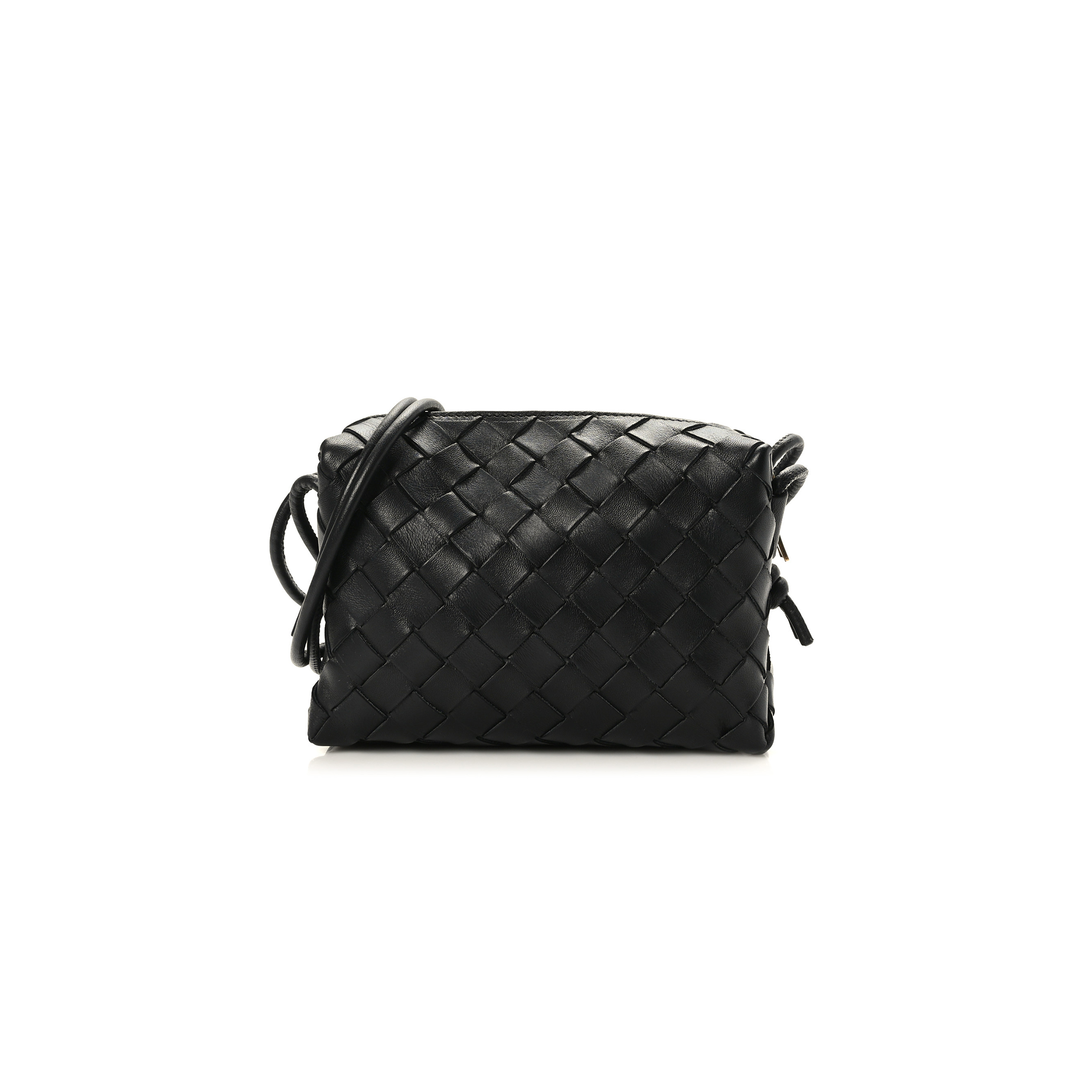 BOTTEGA VENETA NAPPA INTRECCIATO MINI LOOP CAMERA BAG BLACK  (17*11*8cm)