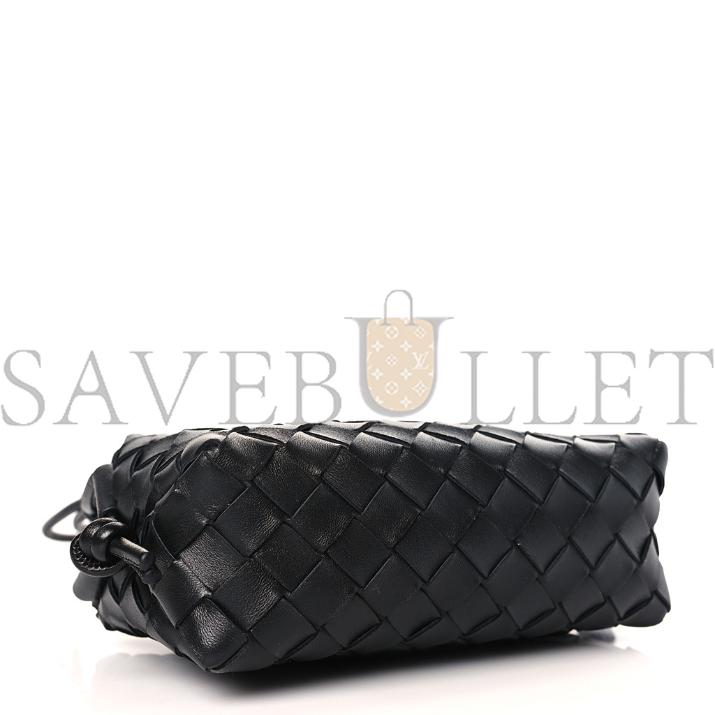 BOTTEGA VENETA NAPPA INTRECCIATO MINI LOOP CAMERA BAG BLACK 133093 (17*11*6cm)