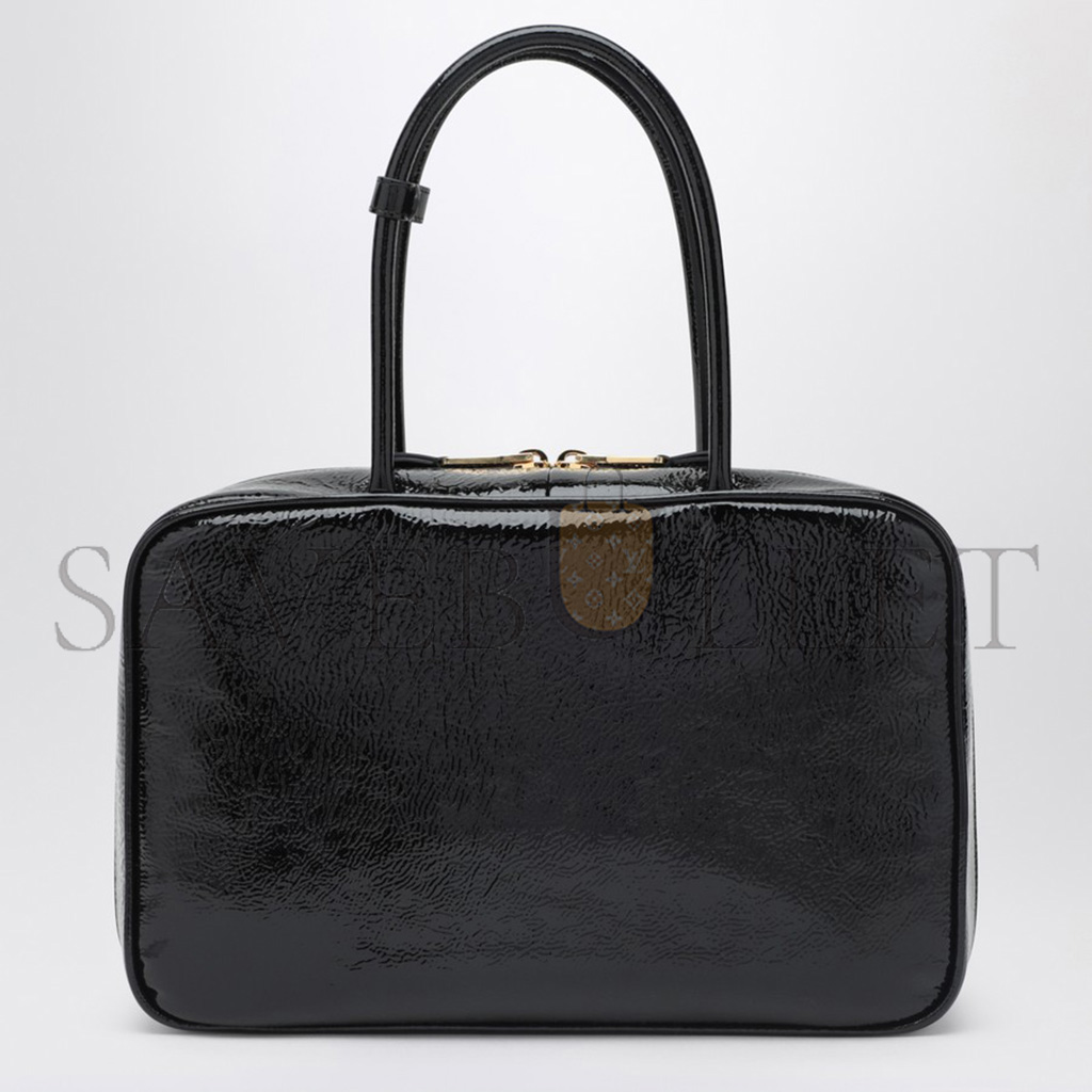 MIU MIU BLACK BEAU BAG IN NAPLAK PATENT LEATHER 5BB117 (34*23*10cm)