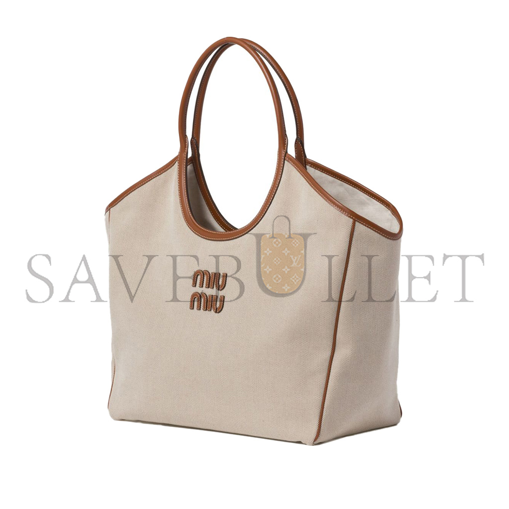 MIU MIU IVY CANVAS BAG IN BEIGE 5BG286 (28*28*12cm)