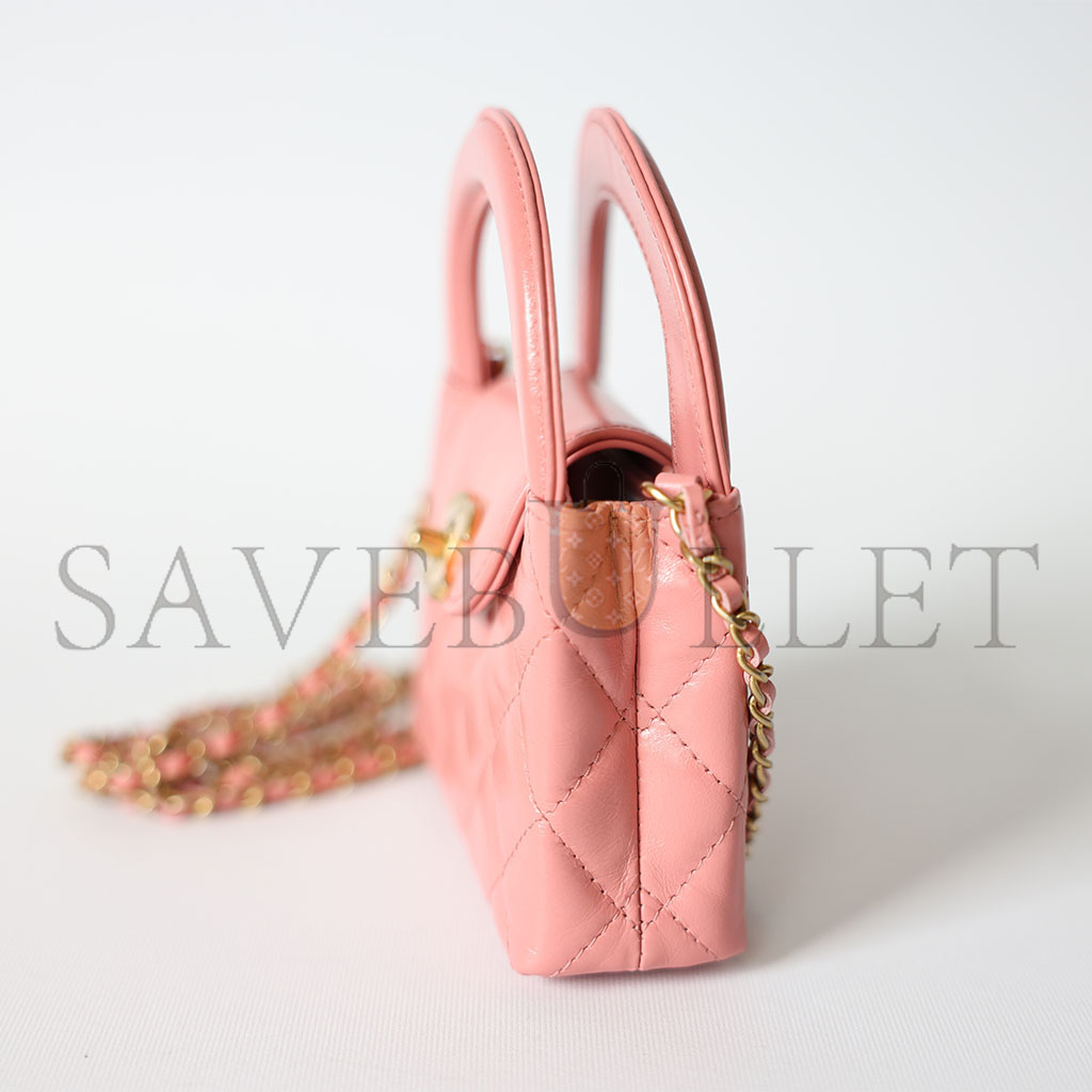 CHANEL MASTER KELLY MINI, PINK CALFSKIN WITH GOLD HARDWARE (12.5*8.3*4cm)