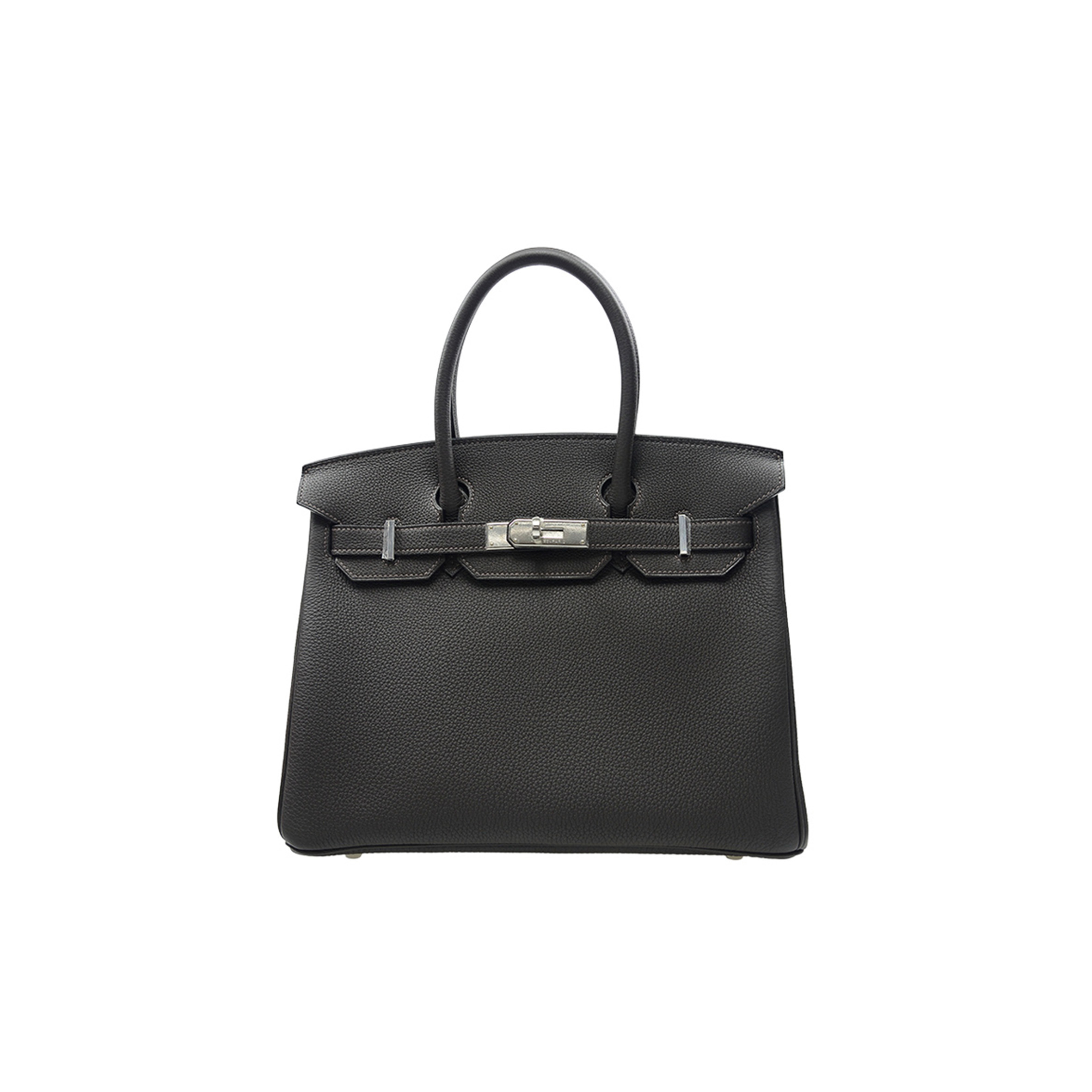 HERMES BIRKIN 30 OUTER SEAM EPSOM LEATHER CK89 NOIR BLACK SILVER BUCKLE 101329 (30*22*15cm)