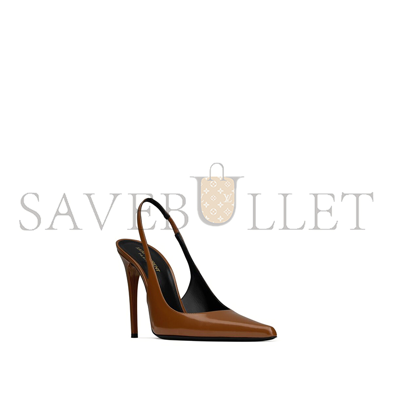 YSL VENDOME SLINGBACK PUMPS IN GLAZED LEATHER 755208AAAZY2211