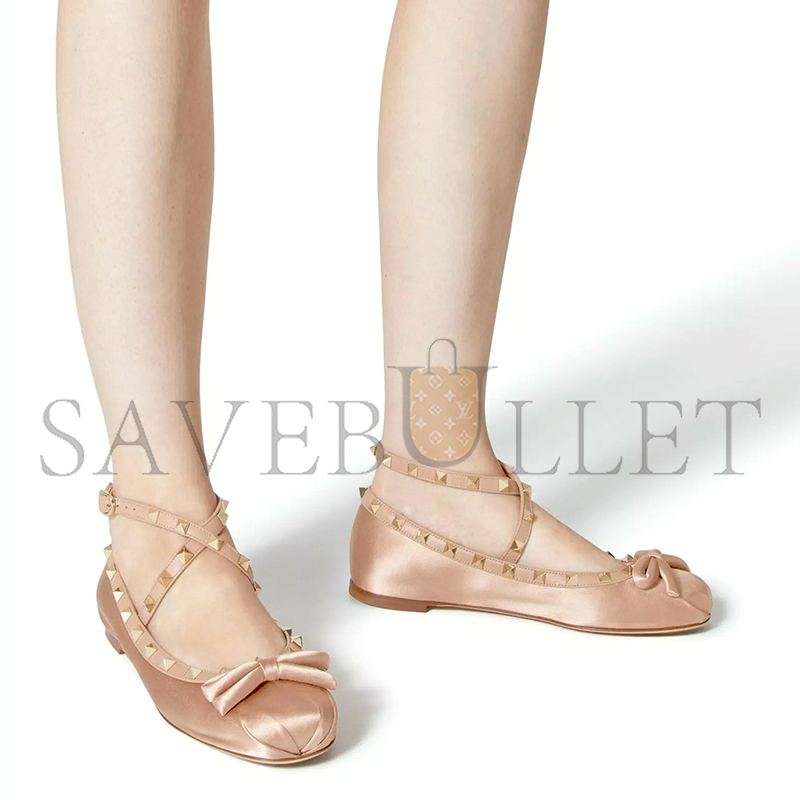 VALENTINO ROCKSTUD SATIN BALLERINA 4W2S0HB6SWH_GF9 VALENTINO ROCKSTUD SATIN BALLERINA 4W2S0HB6SWH_GF9