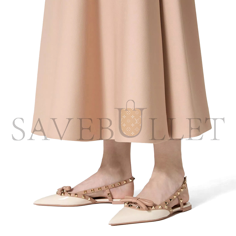 VALENTINO ROCKSTUD BOW SLINGBACK BALLERINAS IN PATENT LEATHER 5W2S0IQ2TZE_C34 VALENTINO ROCKSTUD BOW SLINGBACK BALLERINAS IN PATENT LEATHER 5W2S0IQ2TZE_C34
