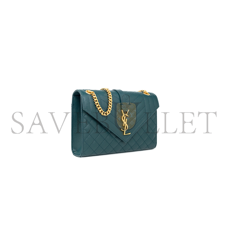 YSL ENVELOPE MEDIUM SHOULDER BAG GREEN 600185BOW914417 (24*17.5*6cm)