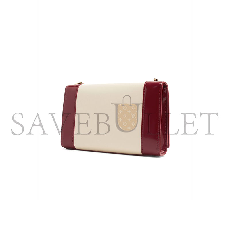 YSL KATE TWO-TONED SMALL MONOGRAM SATCHEL OFF WHITE OXBLOOD RED 742580AAB4D9293 (20*13.5*6cm)