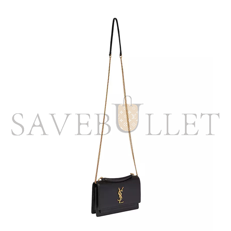 YSL SUNSET CHAIN WALLET IN SMOOTH LEATHER BLACK 533026D422W1000 (19*14*5.5cm)