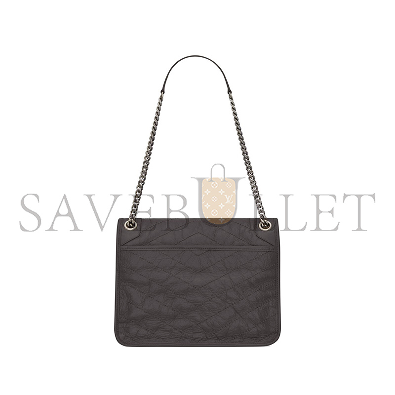YSL NIKI MEDIUM CHAIN BAG IN CRINKLED VINTAGE VEGETABLE-TANNED LEATHER 633158685540 (28*20*8.5cm)