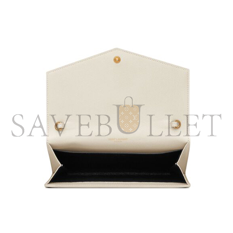 YSL UPTOWN CHAIN WALLET IN GRAIN DE POUDRE EMBOSSED LEATHER 6077881GF0J9207 (19*12*3cm)