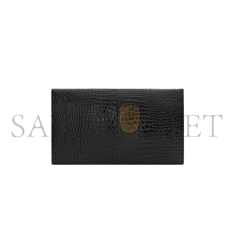YSL UPTOWN POUCH IN CROCODILE-EMBOSSED SHINY LEATHER 565739DND0N1000 (27*16*2cm)