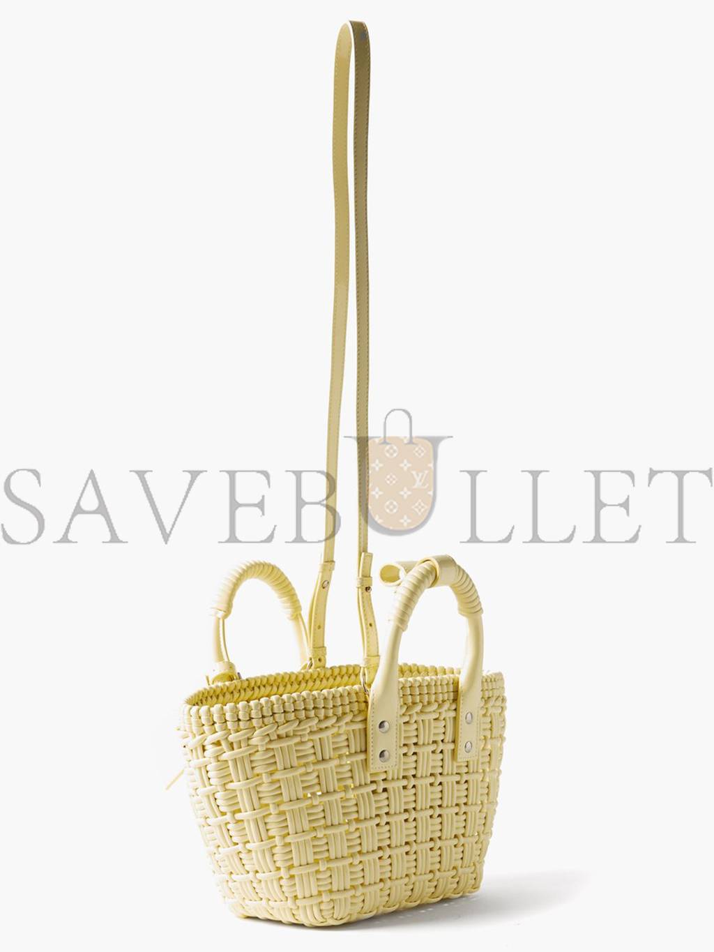 BALENCIAGA YELLOW BISTRO XS WOVEN FAUX-LEATHER BASKET BAG MATCHESFASHION US (22*20*12.5cm)