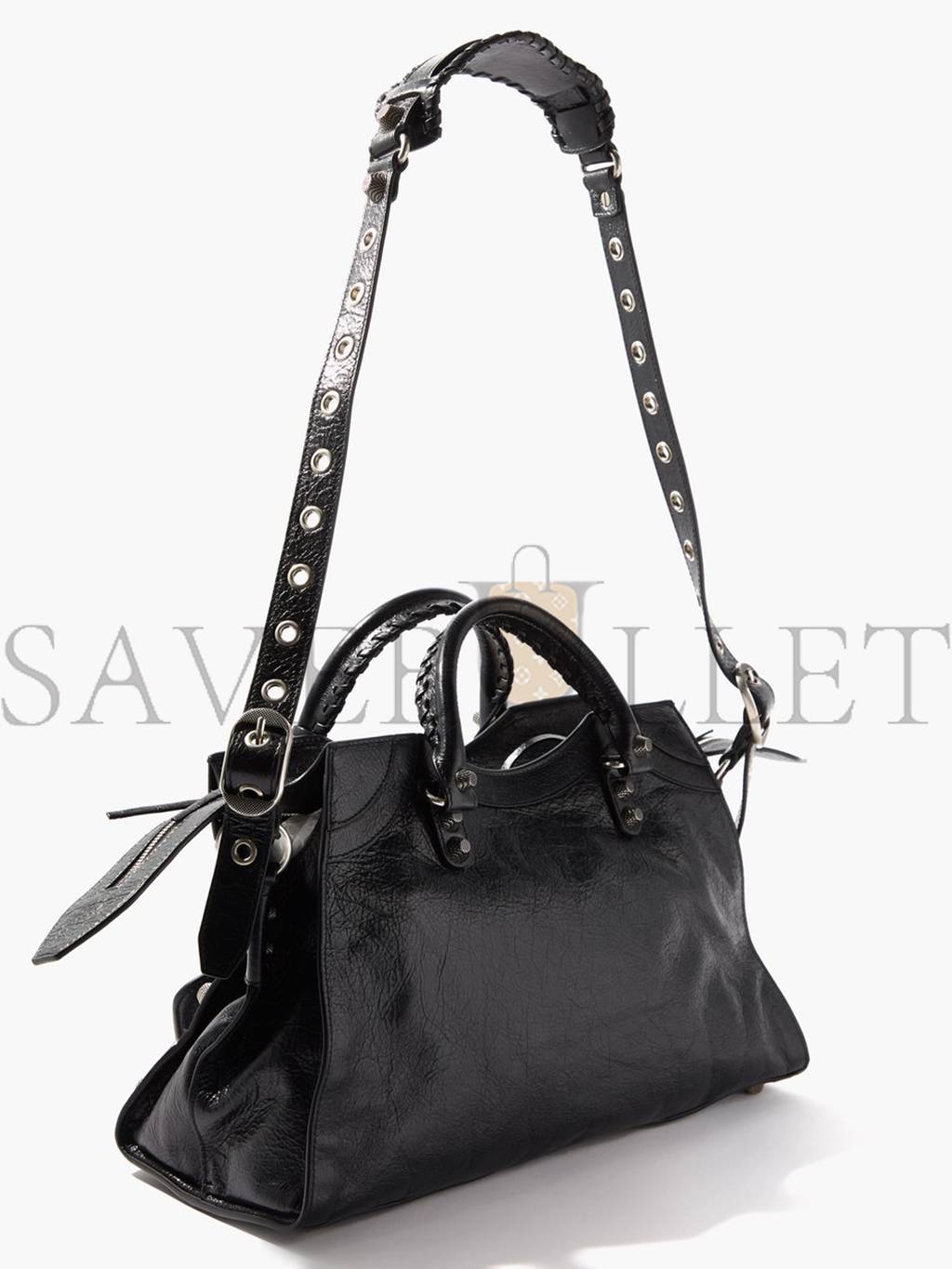 BALENCIAGA BLACK NEO CAGOLE CITY GRAINED-LEATHER SHOULDER BAG MATCHESFASHION US (38*23*16cm)