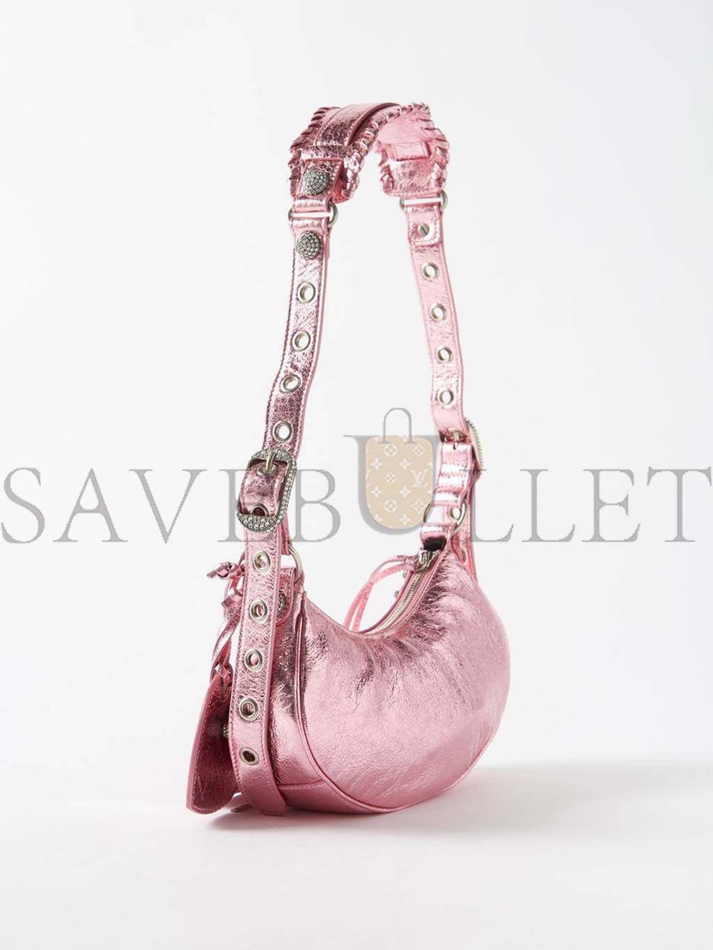 BALENCIAGA PINK LE CAGOLE XS STUDDED LEATHER SHOULDER BAG MATCHESFASHION US (25.6*11.4*7.3cm)