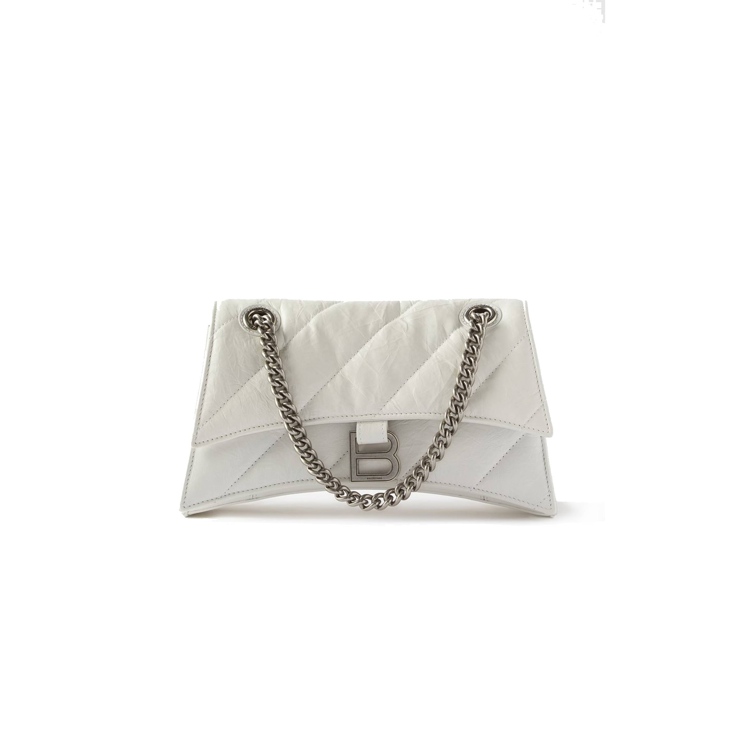 BALENCIAGA WHITE CRUSH S QUILTED CREASED-LEATHER SHOULDER BAG MATCHESFASHION US (25*14.9*10cm)