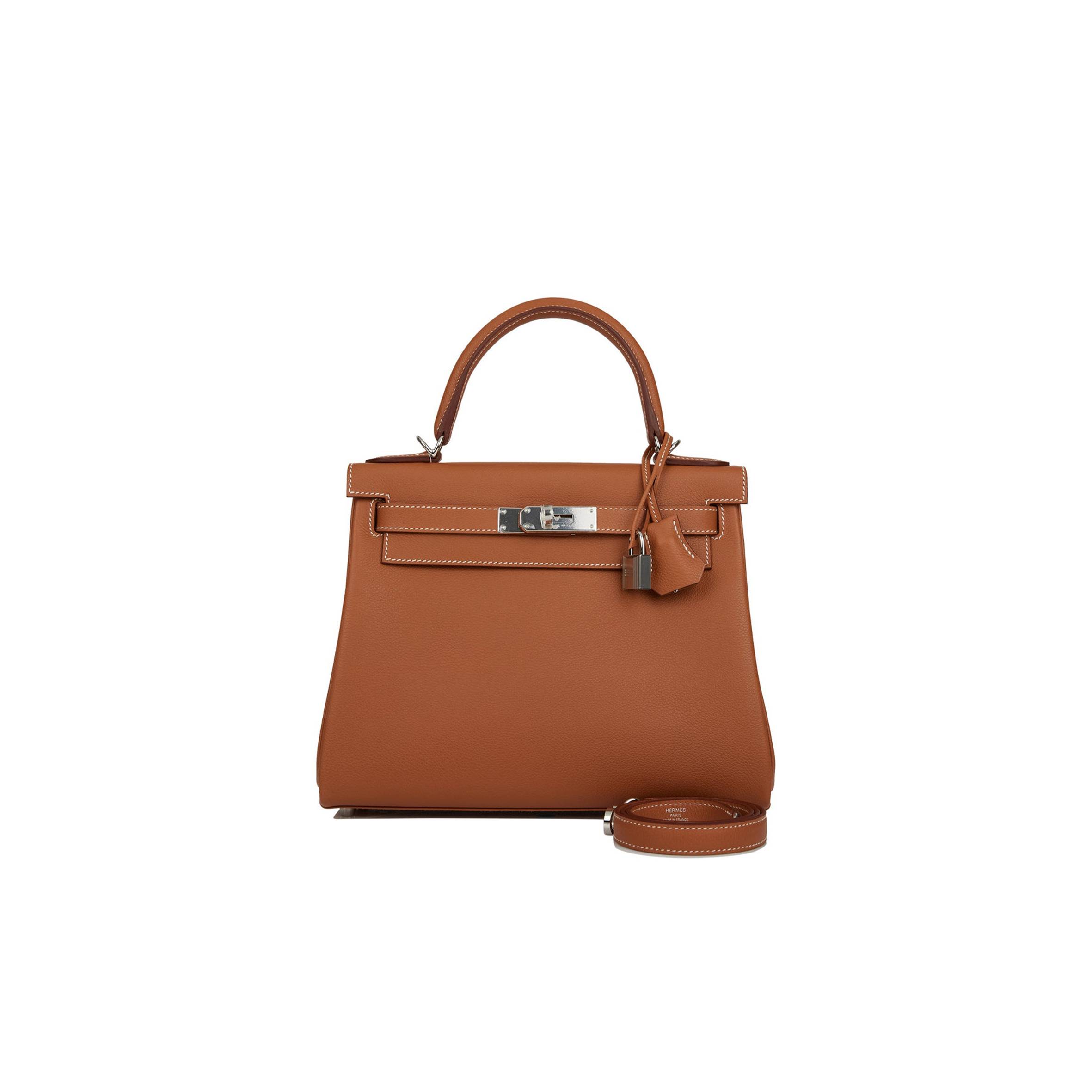 HERMES KELLY RETOURNE 28 GOLD EVERCOLOR PALLADIUM HARDWARE  (28*22*10cm)