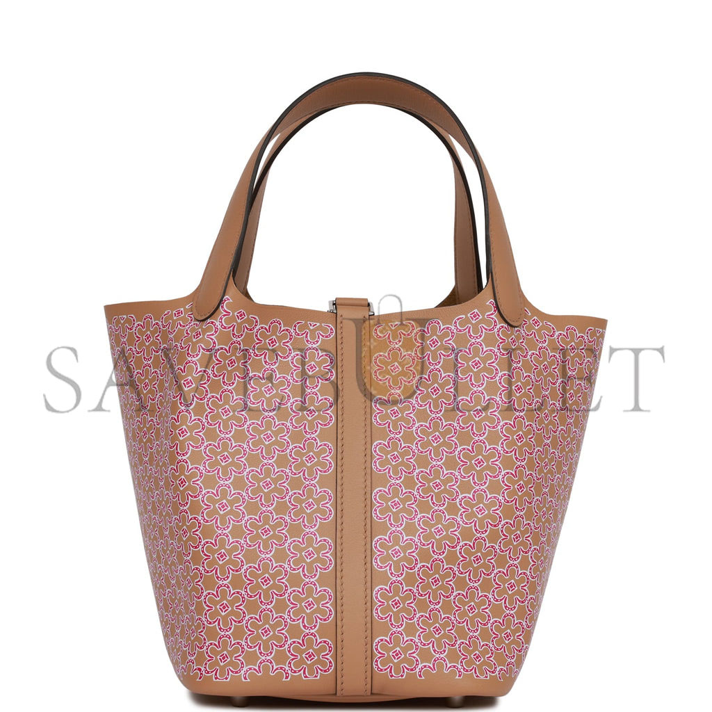 HERMES PICOTIN LOCK 18 LUCKY DAISY CHAI SWIFT PALLADIUM HARDWARE (18*13*18cm)