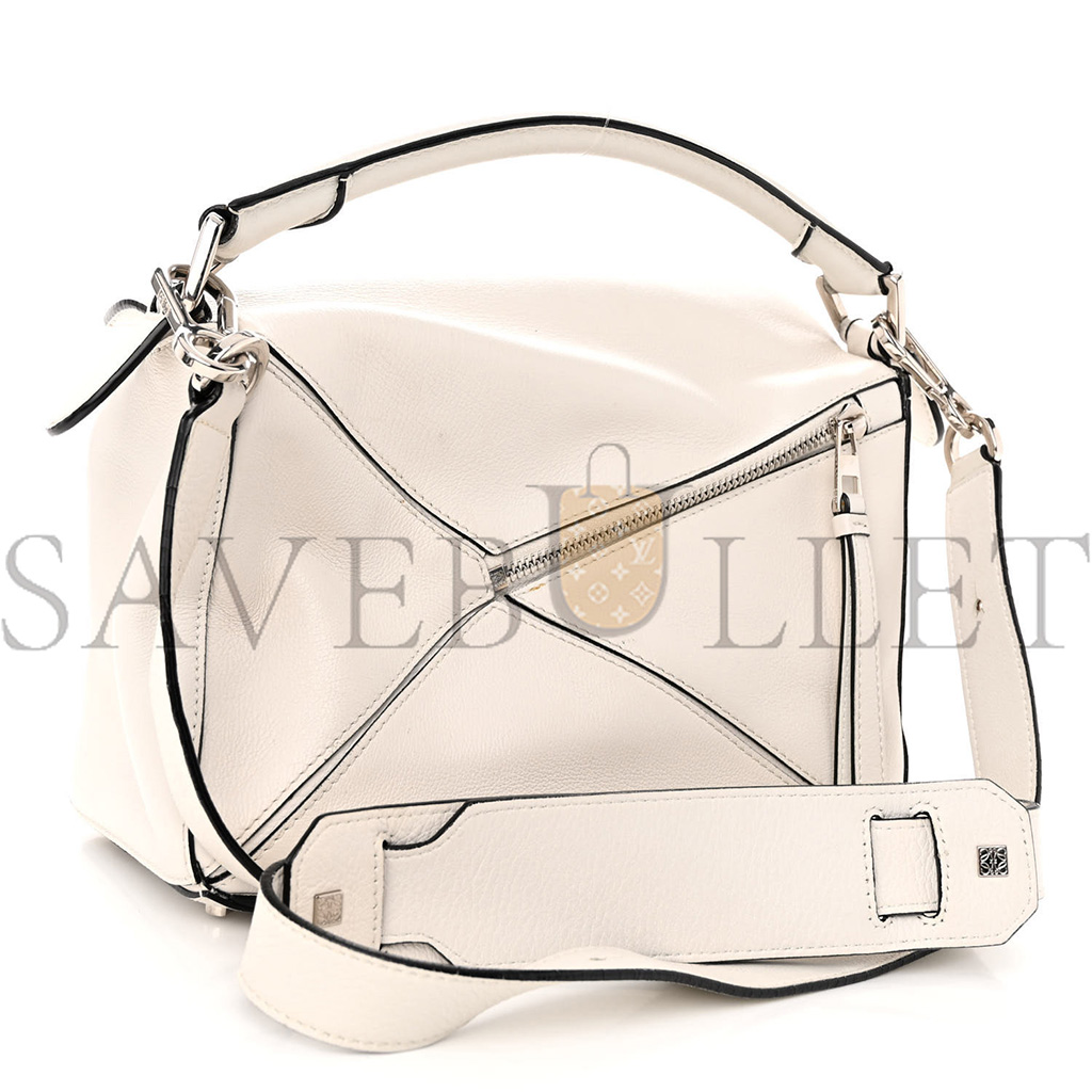 LOEWE GRAINED CALFSKIN SMALL PUZZLE BAG WHITE (24*16.5*10.5cm)