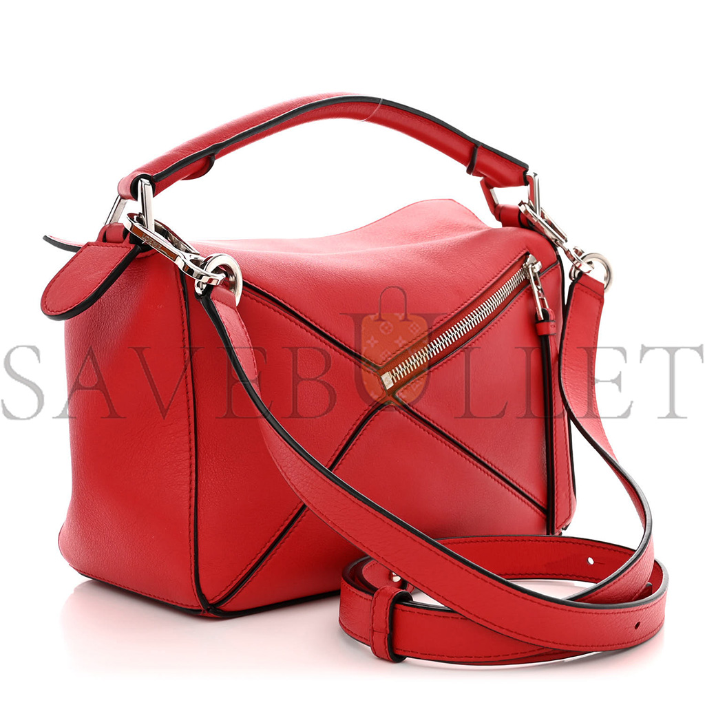 LOEWE CALFSKIN SMALL PUZZLE BAG SCARLET (24*16.5*10.5cm)