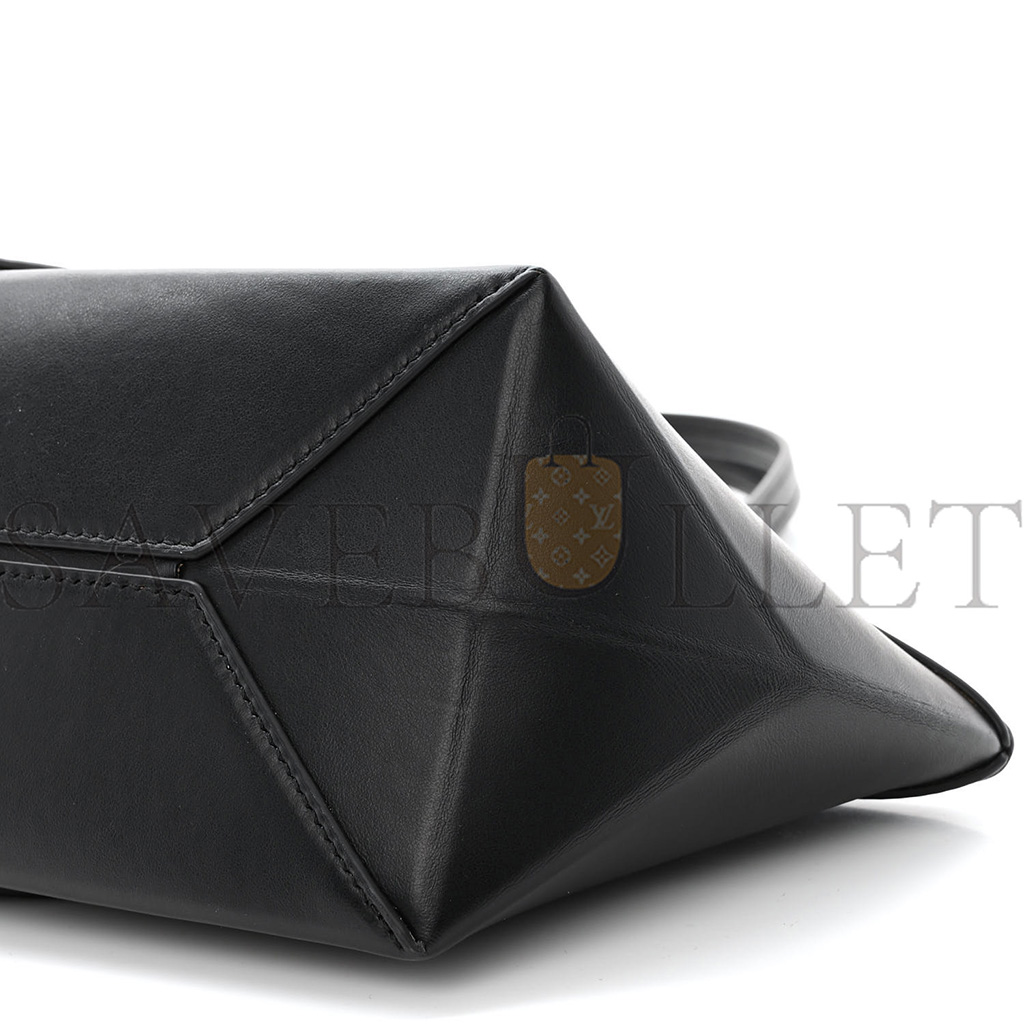 LOEWE SHINY CALFSKIN MINI CROPPED PUZZLE FOLD TOTE BLACK (28*13*13cm)