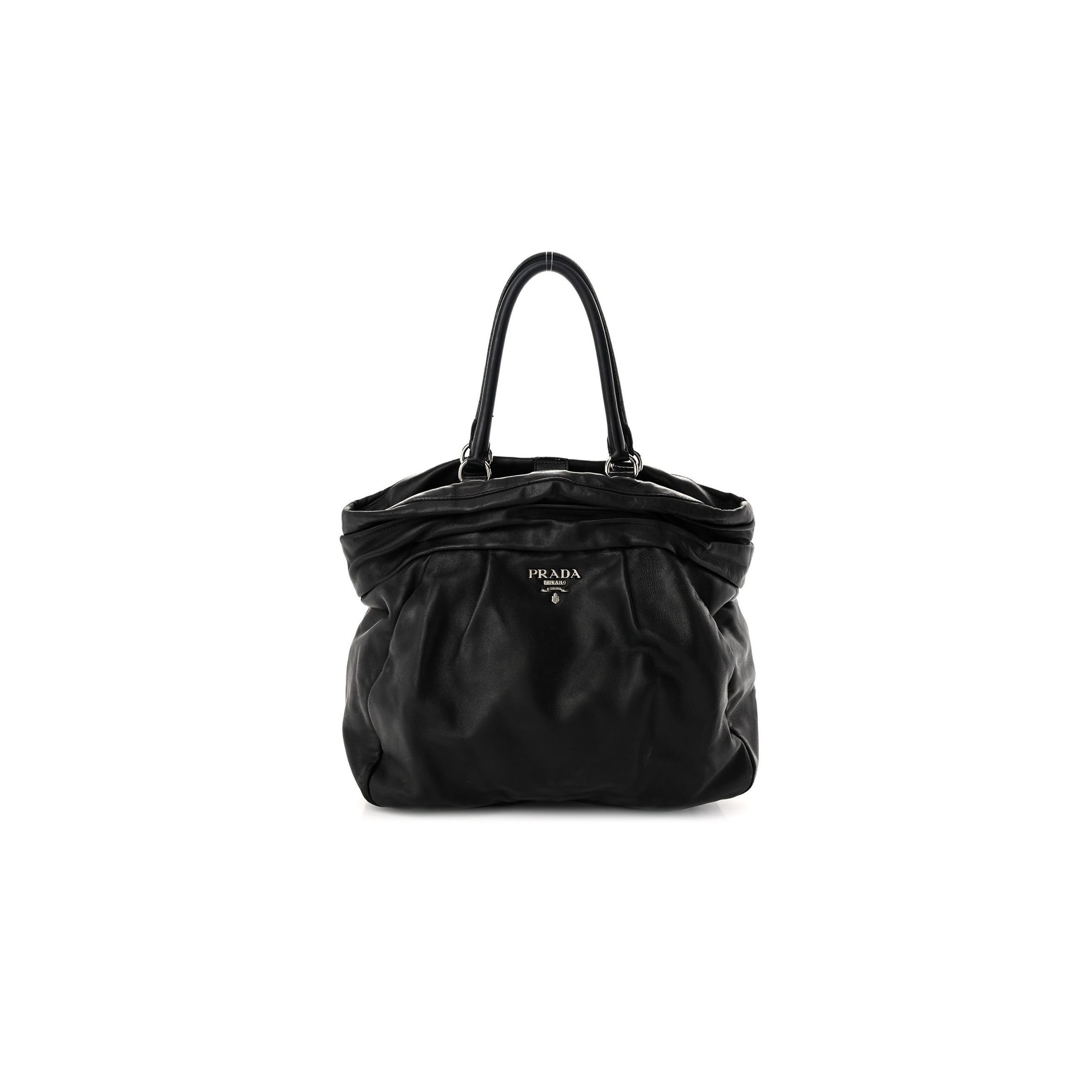 PRADA NAPPA FRILLS TOTE BLACK (39*32*15cm)