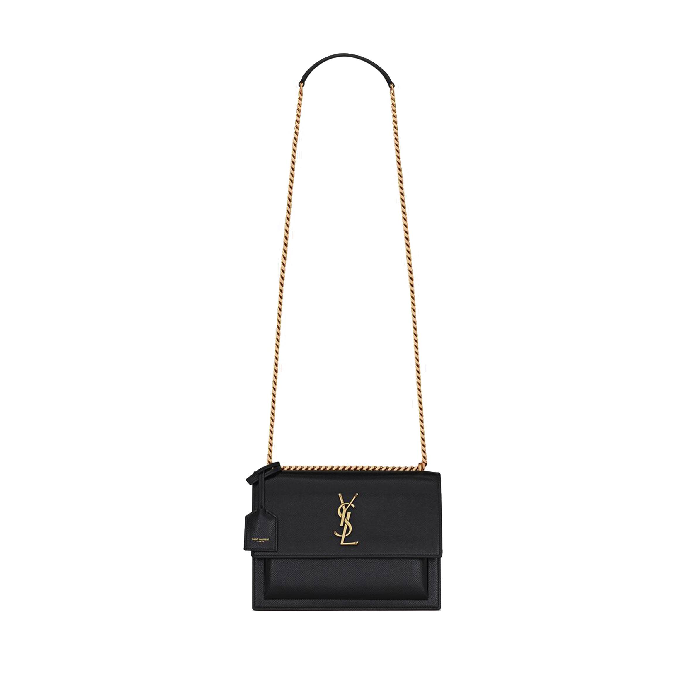 YSL SUNSET MEDIUM CHAIN BAG IN COATED BARK LEATHER 442906H3Z0W1000 (22*16*6.5cm)