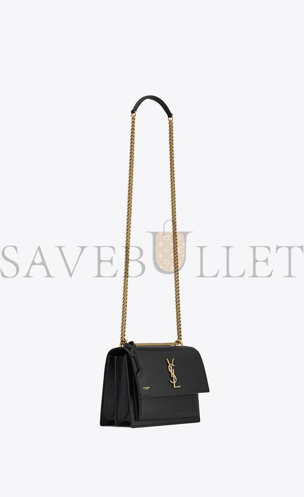 YSL SUNSET MEDIUM CHAIN BAG IN COATED BARK LEATHER 442906H3Z0W1000 (22*16*6.5cm)