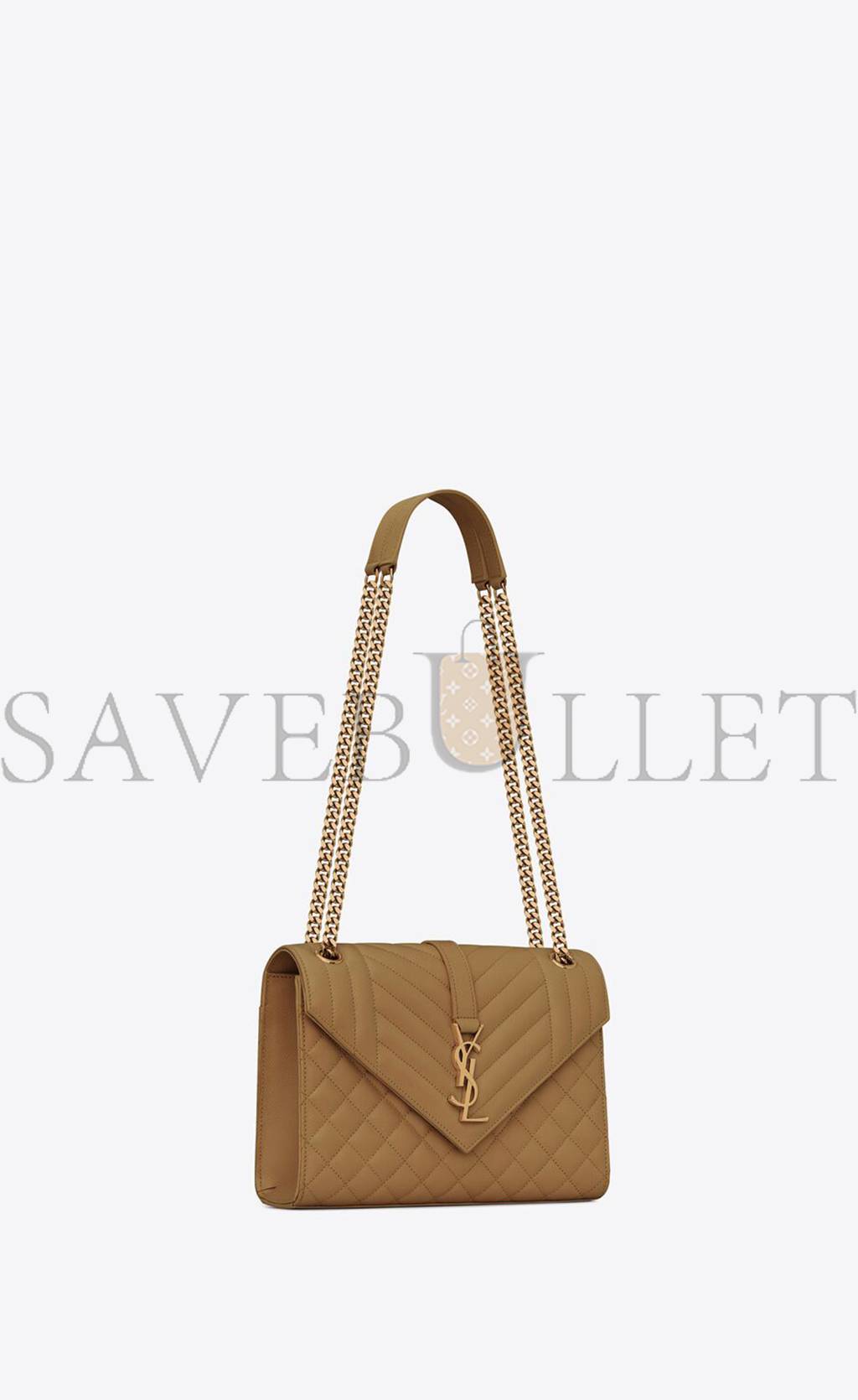 YSL ENVELOPE MEDIUM CHAIN BAG IN MIX MATELASS&EACUTE; GRAIN DE POUDRE EMBOSSED LEATHER 600185BOW973334 (24*17.5*6cm)