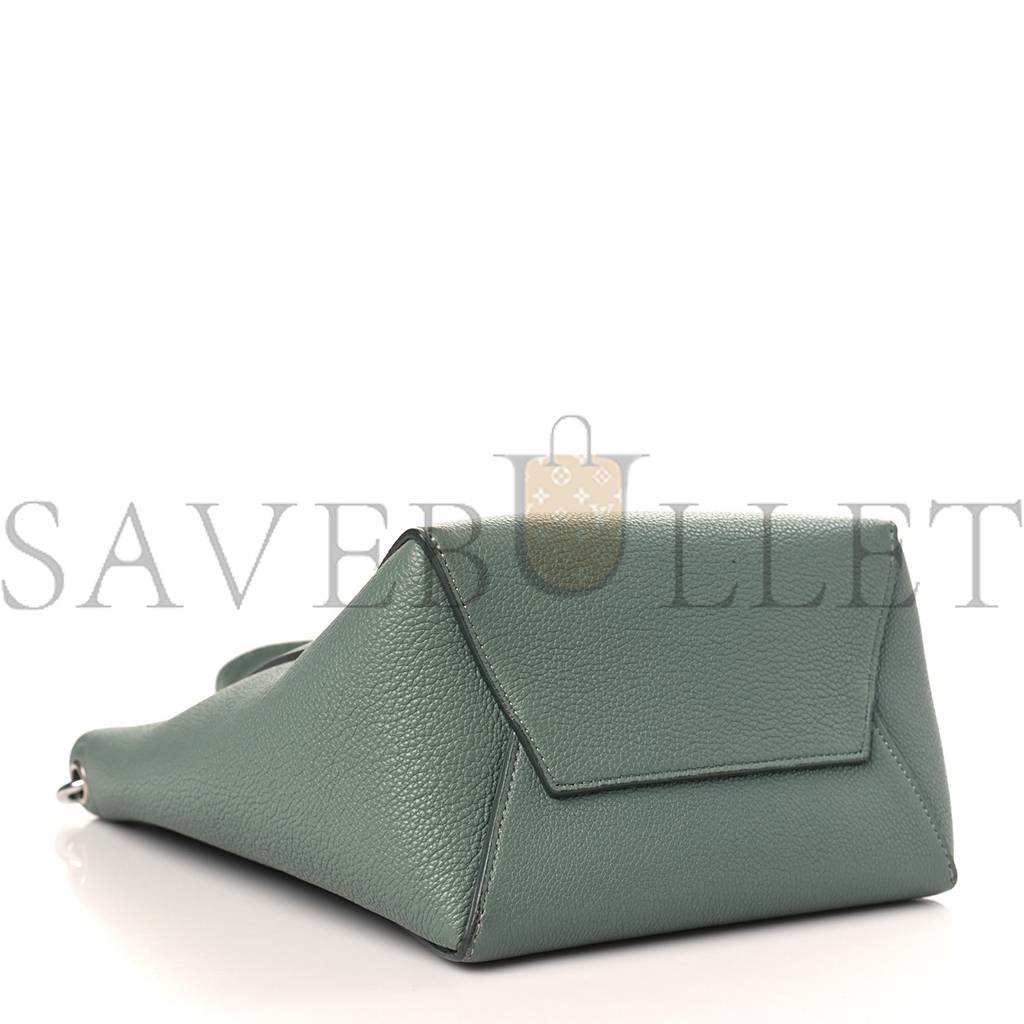 CELINE SOFT GRAINED CALFSKIN SMALL SANGLE BUCKET BAG GREEN (25*18*13cm)