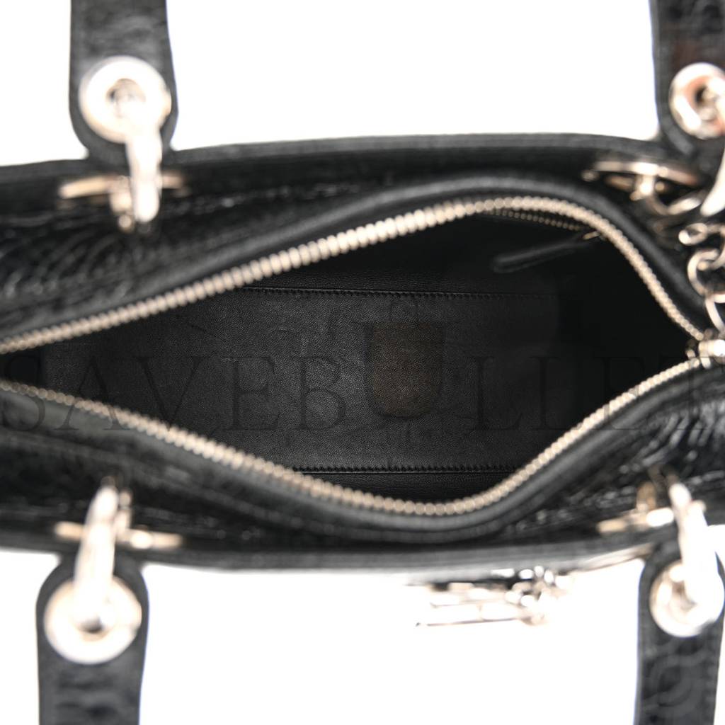 DIOR CERAMIC EFFECT DEERSKIN JEWELED SWAN LADY DIOR BLACK (23*20*12.7cm)