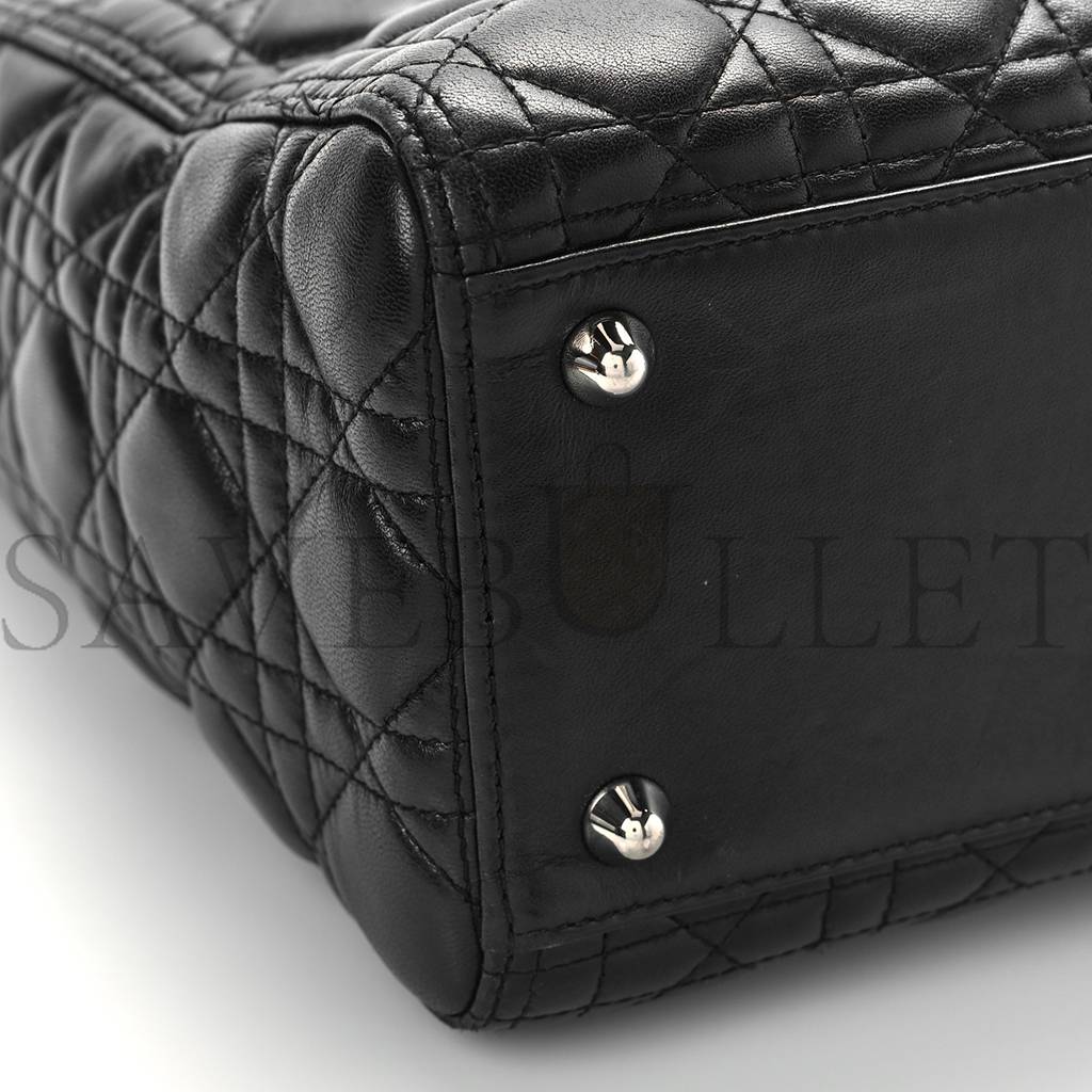 DIOR LAMBSKIN CANNAGE LARGE LADY DIOR BLACK (32*25*12.1cm) 