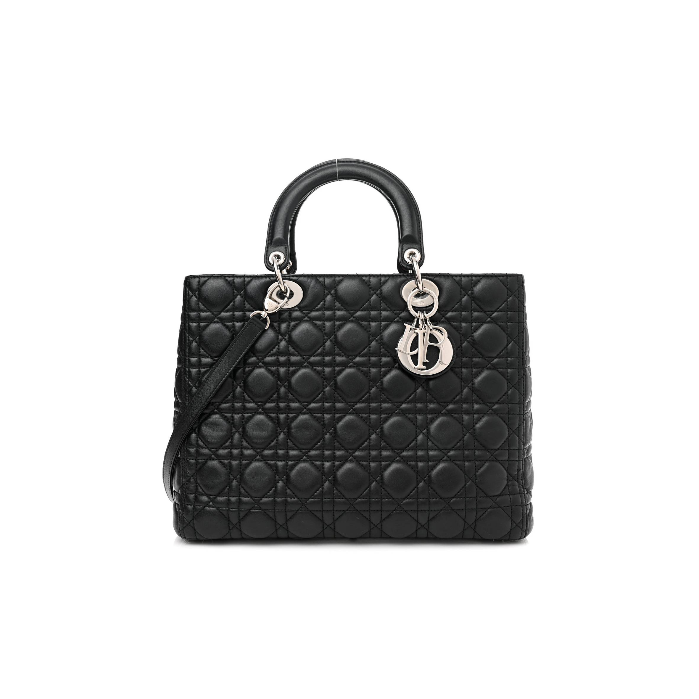 Lambskin Cannage Large Lady Dior Black