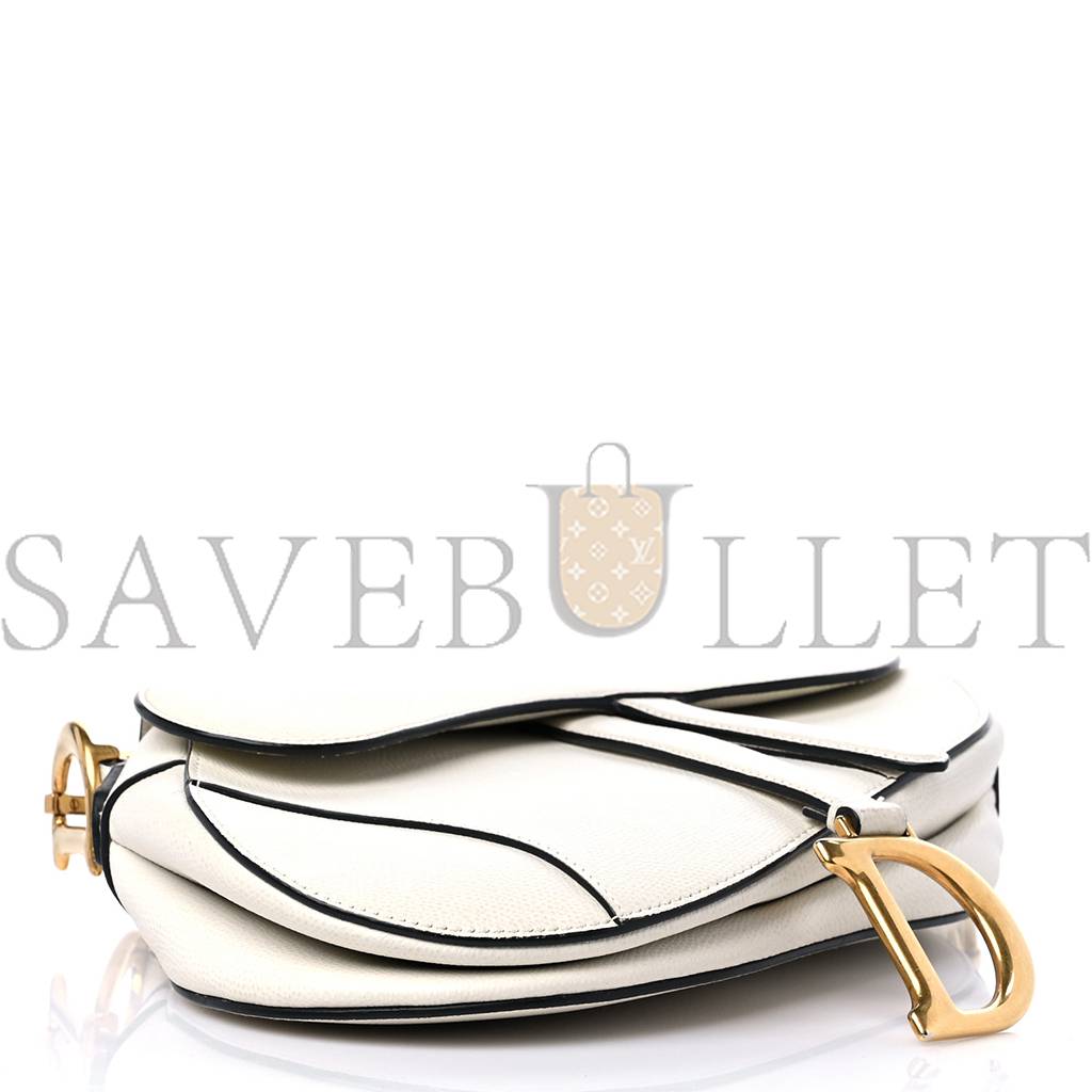 DIOR GRAINED CALFSKIN SADDLE BAG WHITE (25*22*5.1cm)